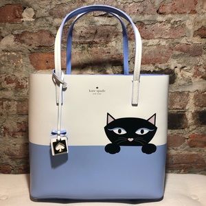 NWT Kate Spade Little Len Peeking Cat Tote Bag